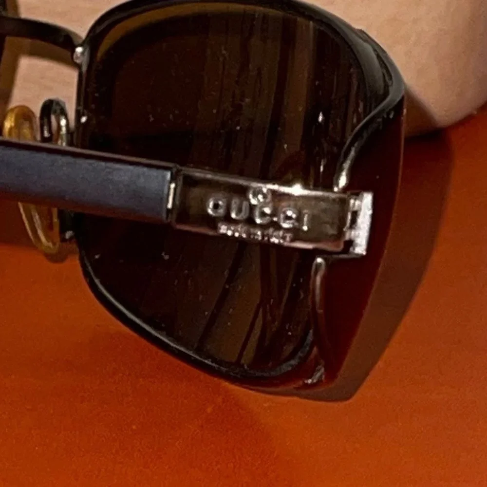 Authentic Gucci T5X Sunglasses VTG Blk Gunmetal Tom Ford Era Rectangular W/Case
